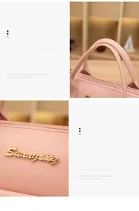 Dettagli della borsa Boston rosa con manici larghi e cerniera in metallo dorato