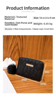 Internal structure of quilted mini purse showing card slots and zipper pocket detail