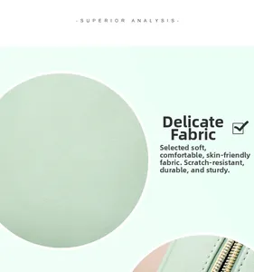 Detail of mint green lychee texture leather with durable gold zipper and soft finish