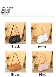 Ensemble de sacs à bandoulière matelassés avec pochette ronde en quatre couleurs élégantes