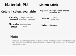 Detailed specs for PU leather pearl bag with main compartment and multi-way carry style