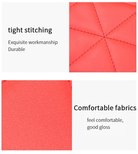 Detail of red quilted leather with tight stitching and exquisite workmanship on bag