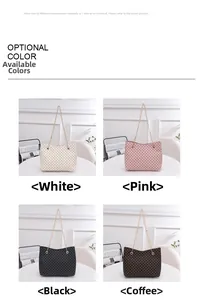 Detailed comparison of chain bucket bags in white, pink, black, and brown finishes