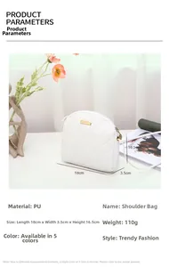 Dettaglio borsa trapuntata bianca in pelle PU con dimensioni e fibbia dorata