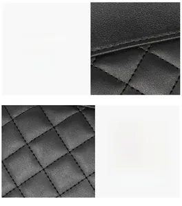 Detail of black quilted leather with premium diamond stitching on large shoulder bag