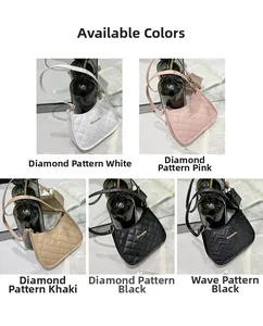 Multiple stylish faux leather shoulder bags with quilted patterns and gold logo detail