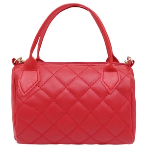 Sac Boston matelassé rouge avec doubles poignées et détails en métal doré