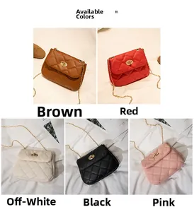 Five available colors of quilted chain crossbody bags with gold-tone twist locks