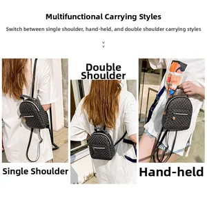 Detailed three-way view showing backpack worn as a shoulder bag, handbag, and backpack