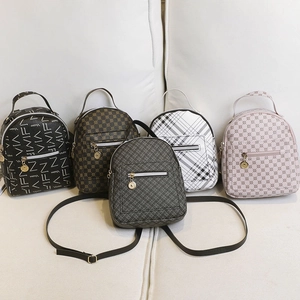 Women Mini Fashion Backpack PU Leather Vintage Printing Monogram Small Casual Travel School Bag For Girls