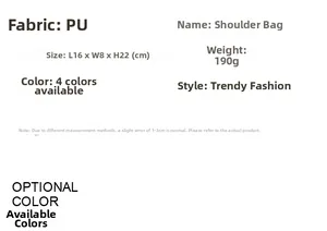 Detailed size specification chart for the small PU leather crossbody bag in 16x8x22cm