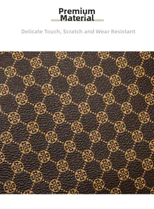 Detail of scratch-resistant leather texture with yellow clover floral pattern
