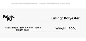 Detailed size specifications and material info for quilted crossbody bag: 12x11x18 cm