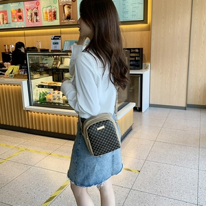 Chic vintage checkerboard crossbody bag in beige and brown faux leather for women