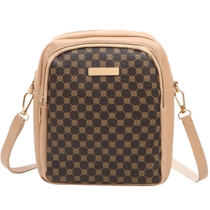 Fashionable contrast color crossbody bag with vintage floral pattern and gold hardware