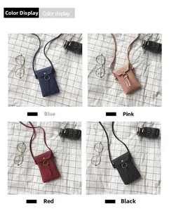 Litchi pattern leather mini crossbody bags with metal ring and tassel detail in four colors