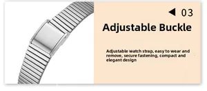 Détail de la boucle réglable en acier inoxydable argenté pour montre femme ovale