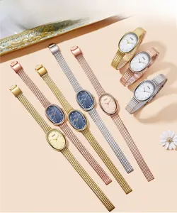 Collection détaillée de montres ovales élégantes en nacre avec finitions métalliques