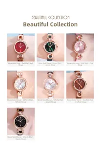 Vue détaillée de montres à quartz minimalistes avec sept bracelets en cuir colorés