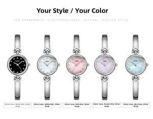 Cinq montres-bracelets GEDI assorties avec cadrans colorés et index en cristal