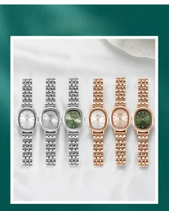 Six montres GEDI à quartz ovales avec cadrans à rayons de soleil et bracelets en acier