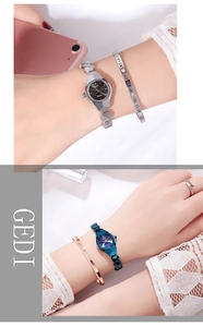 Détail du coffret montre GEDI à cadran hexagonal et bracelet à chiffres romains