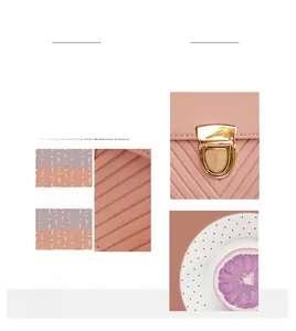 Détail du sac à bandoulière rose avec matelassage en V et boucle métallique dorée