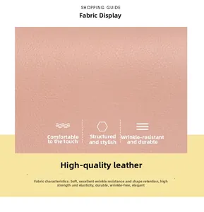 Détail du cuir synthétique rose montrant une texture lisse et anti-froissement