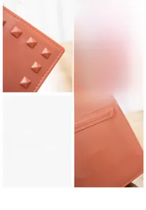 Macro shot of coral pink jelly handbag featuring square stud details and premium PVC texture