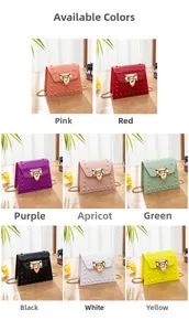 Mini jelly crossbody bags in eight colors featuring leaf lock and metal studs