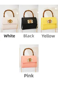 Detailed grid of crocodile pattern mini bags featuring bamboo handles and chain straps