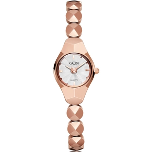 Gedi Damen Quarzuhr Elegant Mode Legierung Armband Wasserdicht Rundes Zifferblatt Luxus Kleine Armbanduhr Für Damen