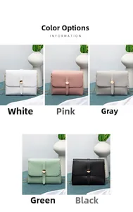 Five colors of minimalist faux leather chain bags with round metal magnetic buckles