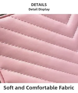 Dettaglio della pelle rosa trapuntata con cuciture a V di alta qualità e morbidezza