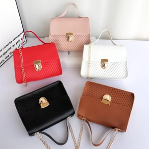 Sac À Main Femme Cuir PU Chevron Matelassé Sac Bandoulière Chaîne Serrure Métallique Mode Élégant Polyvalent Épaule