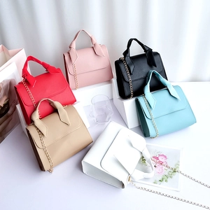 Women Mini Handbag PU Leather Knotted Handle Gold Chain Strap Crossbody Shoulder Bag Flap Square Fashion