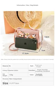 Size chart showing dimensions for the pink crocodile pattern mini bag with silk scarf