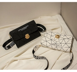 Detail of geometric tile mini crossbody phone bags with fashion printed wide straps