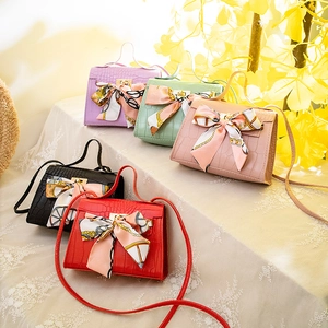 Women Croc Embossed PU Leather Top Handle Crossbody Bag Mini Handbag With Satin Scarf Decor Elegant Small Shoulder Purse