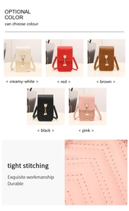 Detail of V-quilted texture and pearl tassel cat metal hardware on the mobile crossbody bag