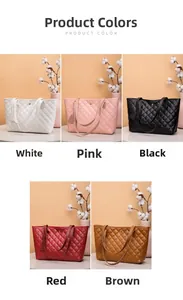 Eleganti borse tote in ecopelle trapuntata in bianco, rosa, nero, rosso e marrone