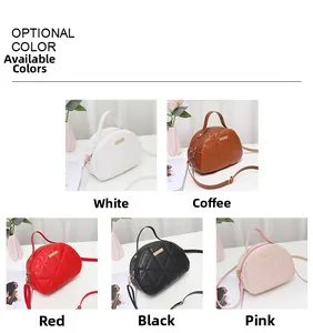 Quilted shell-shaped handbags available in white, coffee, red, black, and pink colors