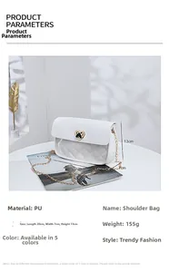 Detailed size parameters of white quilted crossbody bag with golden heart clasp