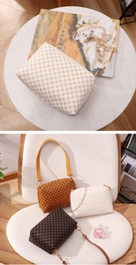 Detailed view of mini crossbody bags in white, brown, and black with chain straps
