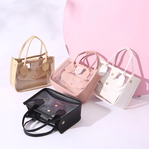 Transparent PVC Handbag And PU Leather Inner Pouch Clear Fashion Crossbody Shoulder Bag For Women