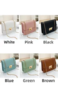 Petits sacs à bandoulière carrés classiques pour femmes en six couleurs avec chaîne d'or