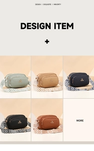 Detail of multi-compartment leather crossbody bags with geometric woven wide straps