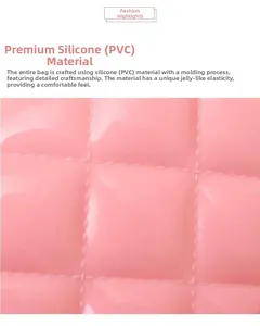Detail of pink silicone bag showing quilted texture and one-piece molding process