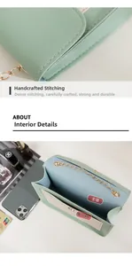 Gros plan sur les coutures et la structure interne avec poche de ce petit sac bandoulière