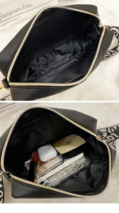 Détail de la capacité intérieure du sac bandoulière noir avec bandoulière Love